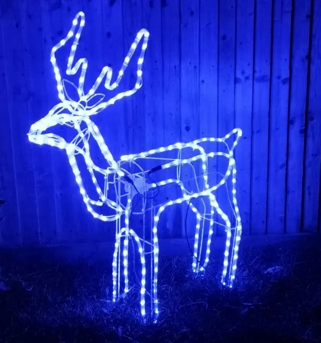 Foxter Vianočné Led Sob s pohyblivou hlavou, 130 cm modrá