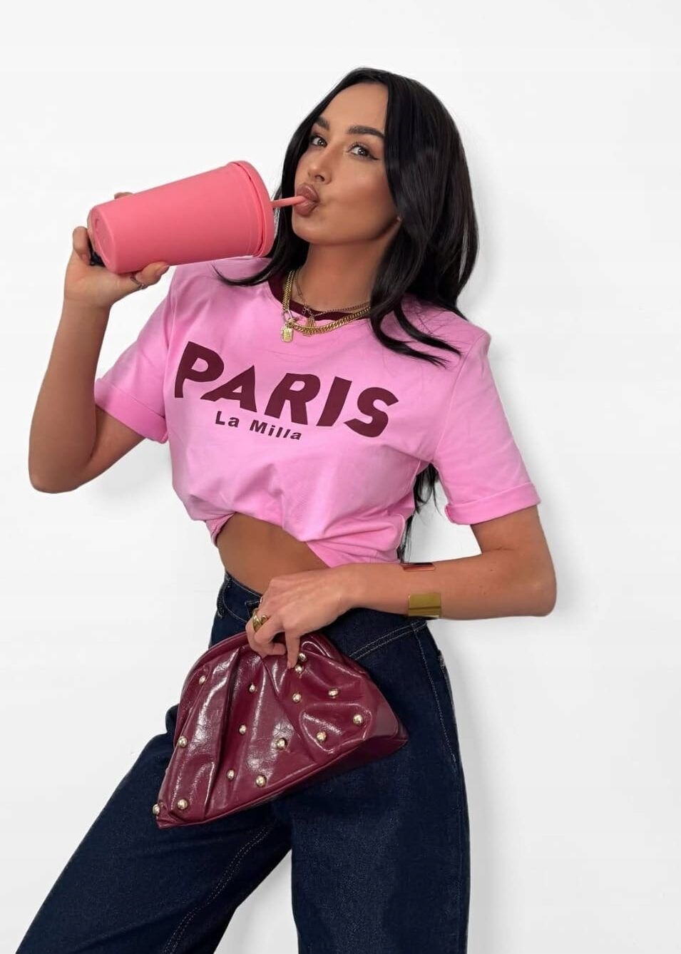 Tričko La Milla Paris růžové s bordó Univerzální