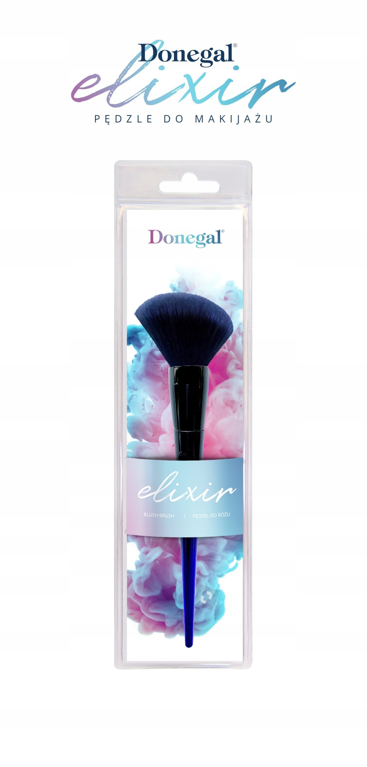 Donegal Pędzel do makijażu, do różów sypkich i prasowanych, skośny, Elixir
