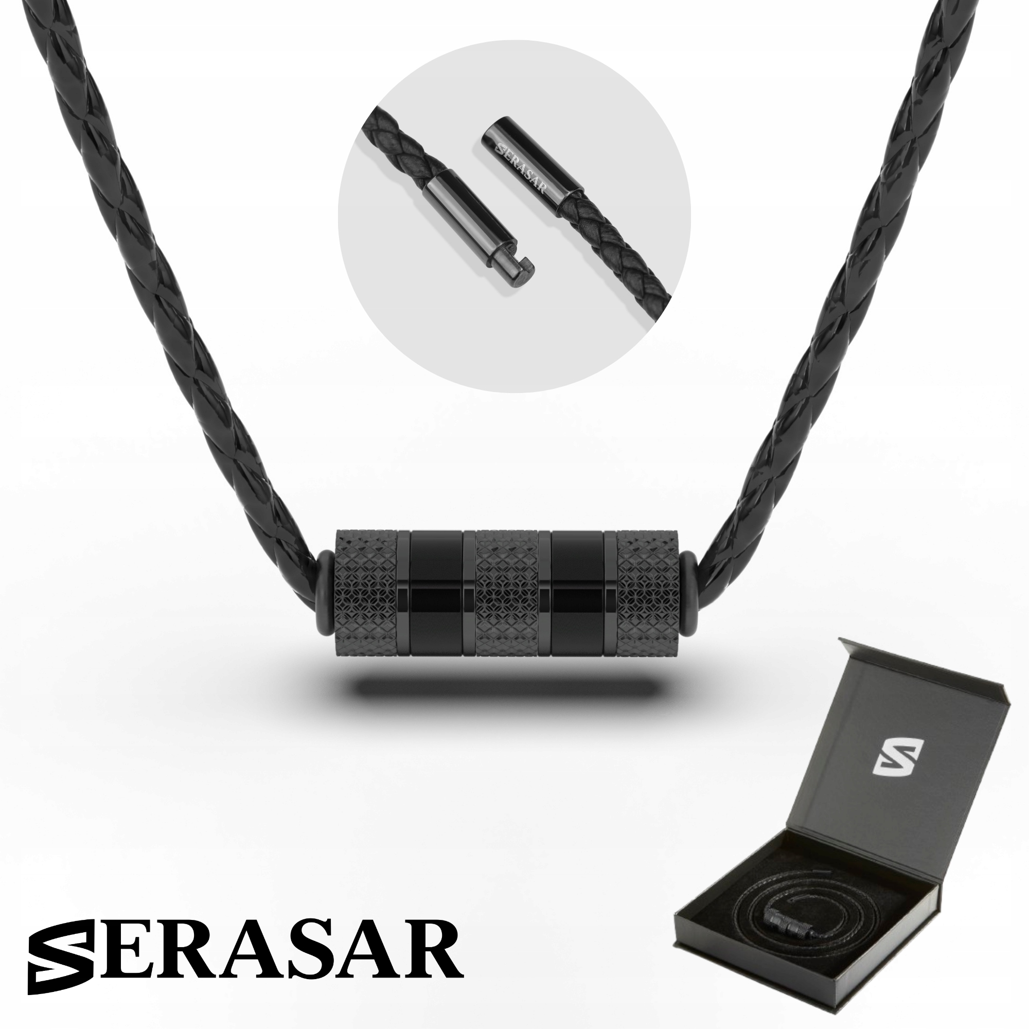 Serasar, Pánský kožený náhrdelník [Solid] Černý