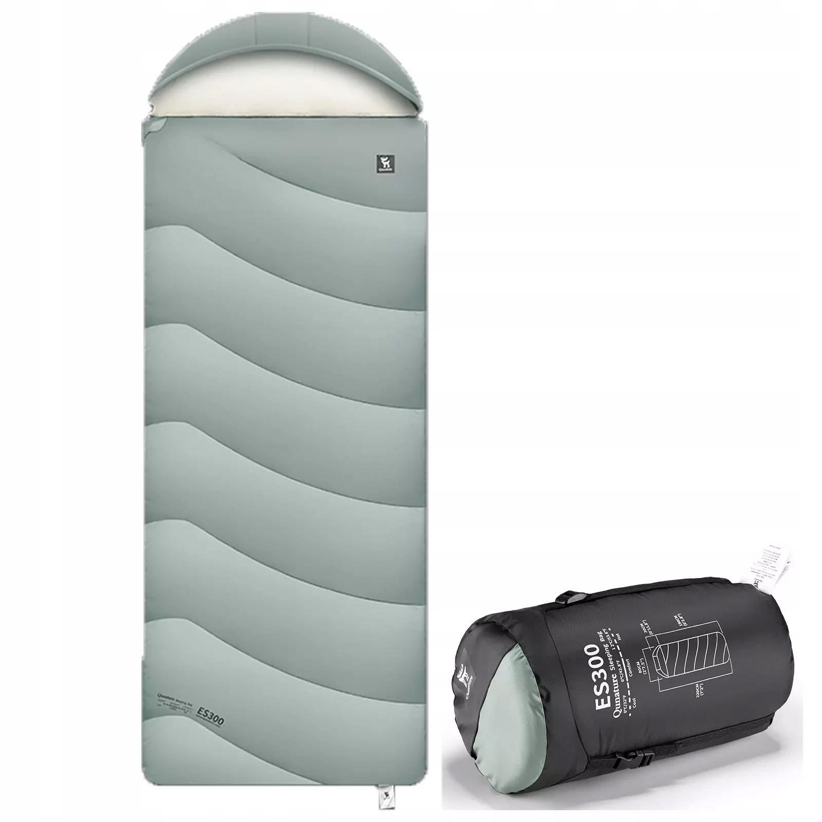 Turistický spací pytel 6-12°C 220x80 cm 1,5 kg Qunature 600087001 ES-300 Grey