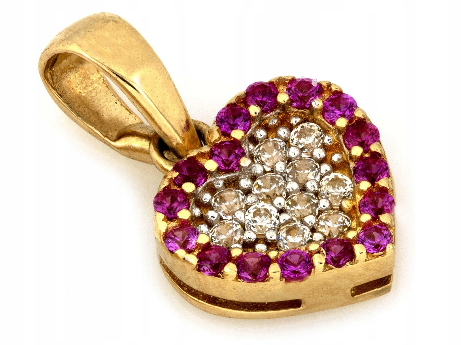 Dámský zlatý přívěsek 585 srdce s zirkony 0.74 g, ideální jako dárek