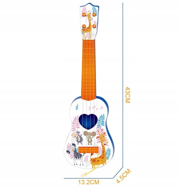GITARA DLA DZIECI DUŻA 43CM UKULELE GRA INSTRUMENT Materiał plastik