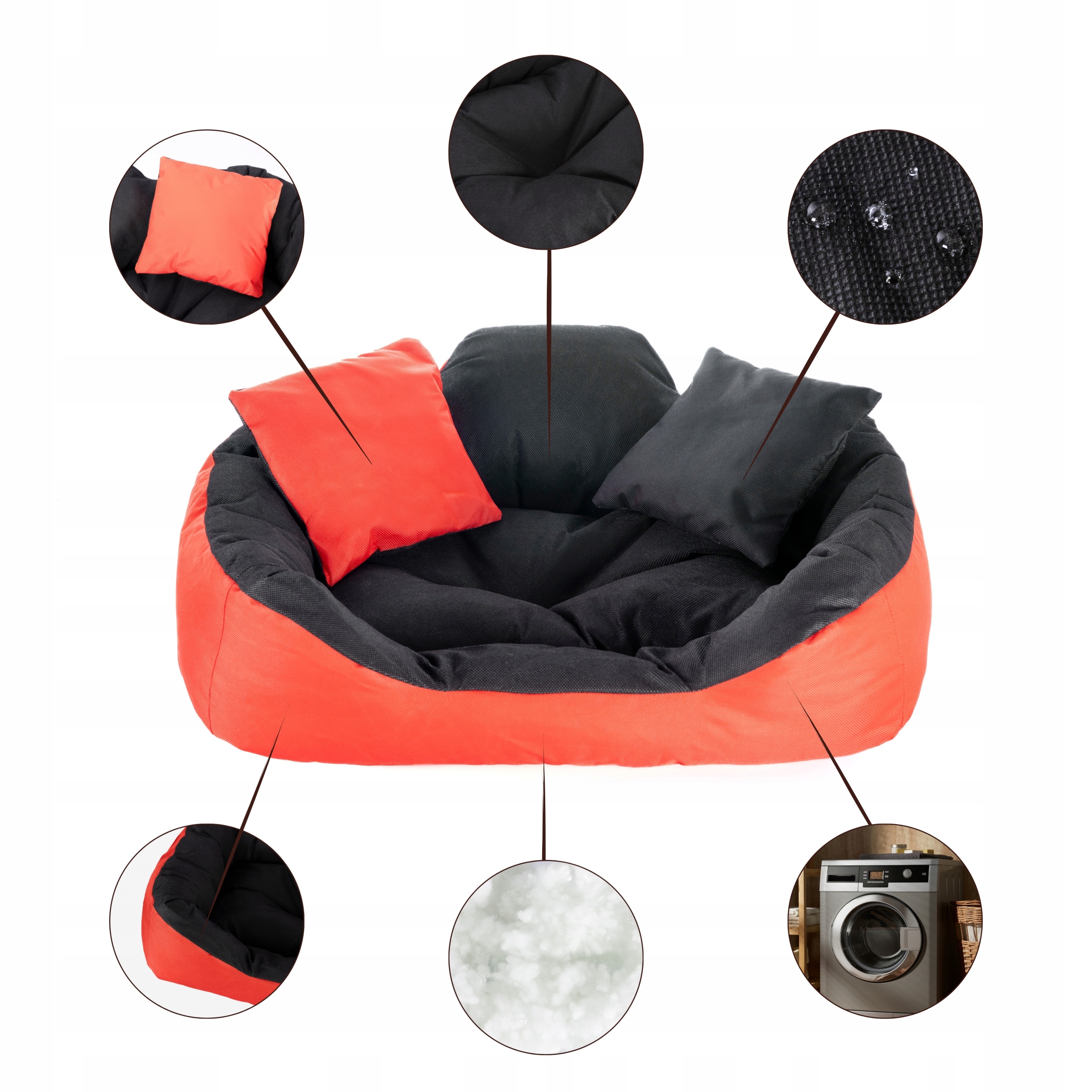 Levně Pelíšek pro psa kočku Potah Pohovka Kotec Vodotěsná 75x65 cm Red