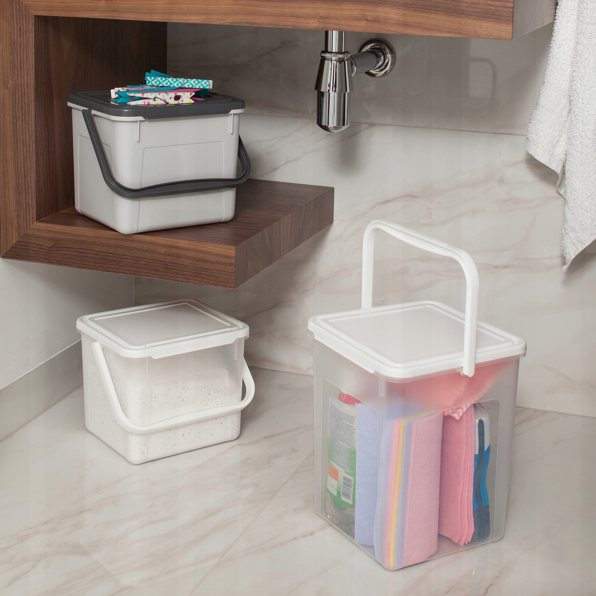 Pojemnik Koszyk na proszek kapsułki detergenty Rotho 4,5 l Szary Rodzaj pojemnik