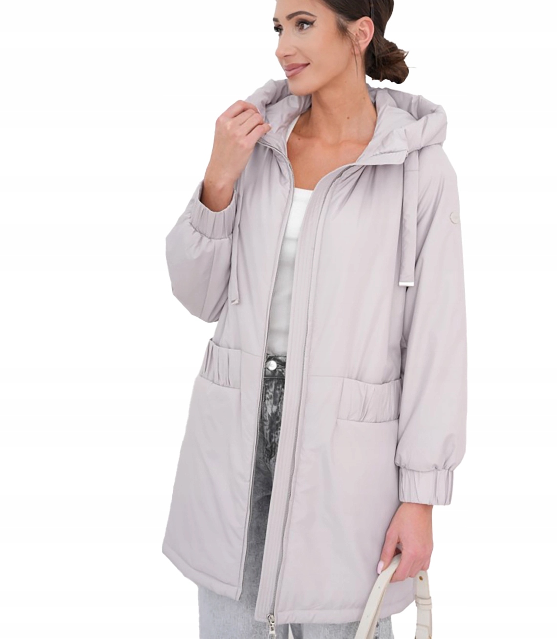 Jarní dámský oversize kabát s kapucí a kapsami Emilia 38