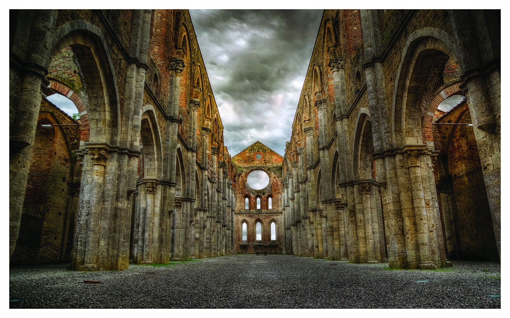 Fototapeta Opatství Ruiny Kamenné oblouky Sloupy 368x254 Perspektiva lepidlo