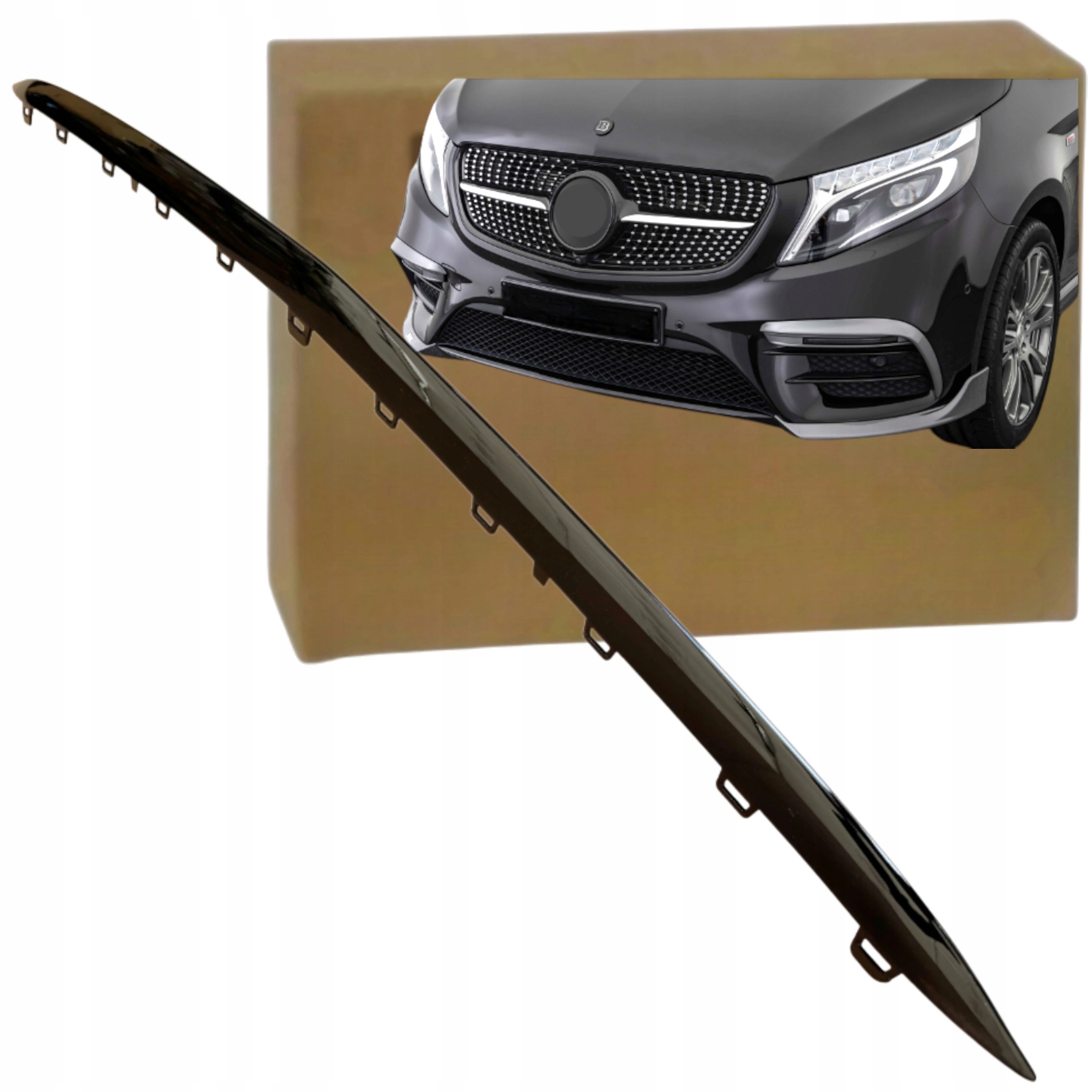 Lišta nárazníku Středové Mřížky Černá 2014-2025 Mercedes V-klasa Amg W447