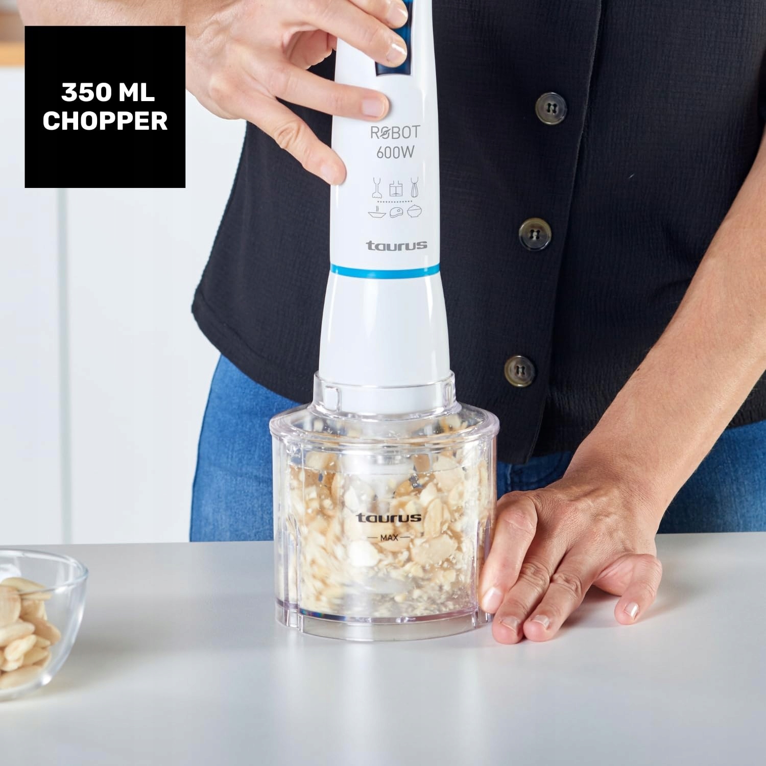 TAURUS Zestaw Blender Ręczny 600W 20 Prędkości Biały Akcesoria — miniatura 3