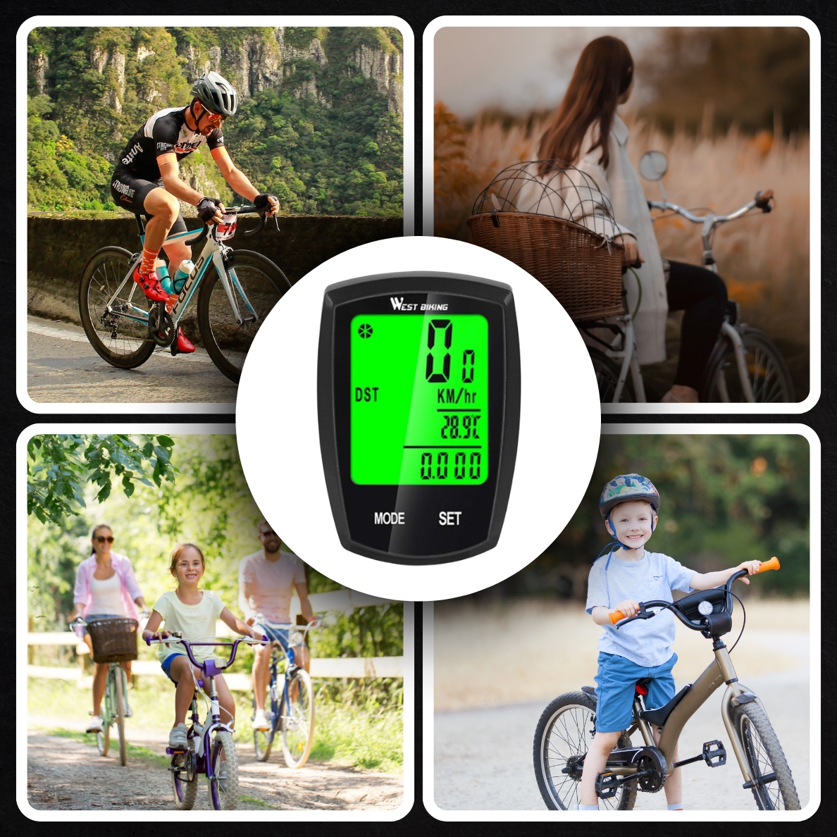 LICZNIK BEZPREWODOWY ROWEROWY na rower TERMOMETR TRYB NOCNY PODŚWIETLANY Przekątna ekranu 1.8