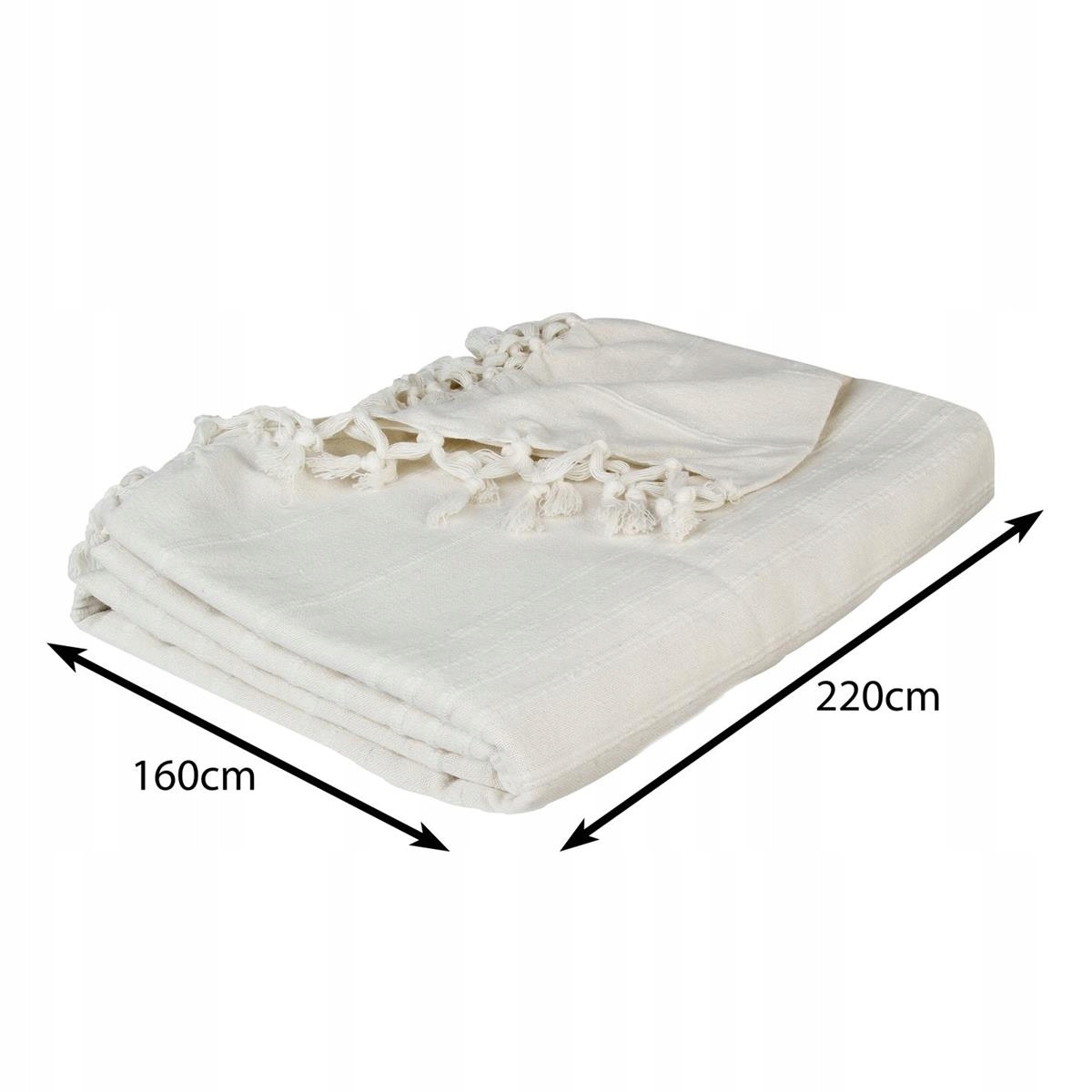 Ozdobna narzuta na łóżko koc frędzle kremowy boho Marka Atmosphera