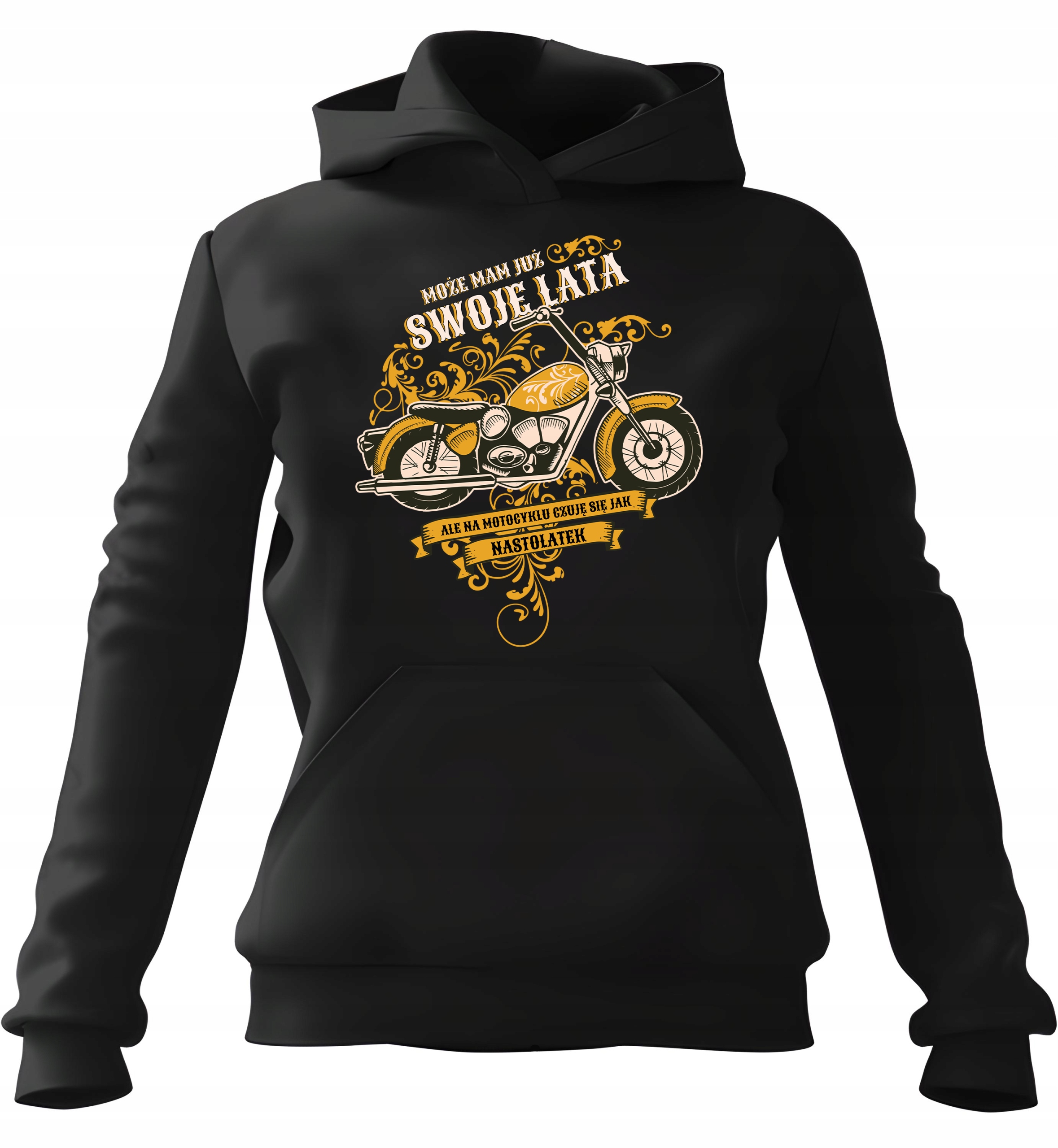 pánská mikina s kapucí Na motocyklu jako teenager Černá S Pro něj Chlap