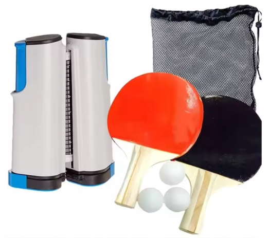 ZESTAW DO TENISA STOŁOWEGO PING PONG PALETKI PIŁECZKI SIATKA ROZKŁADANA