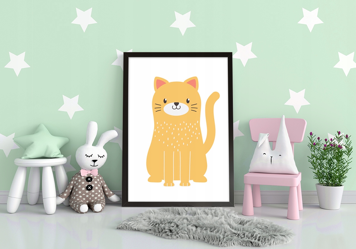 OBRAZ PLAKAT W RAMIE A4 cm Kot PD257 Płeć Brak informacji chłopcy dziewczynki unisex