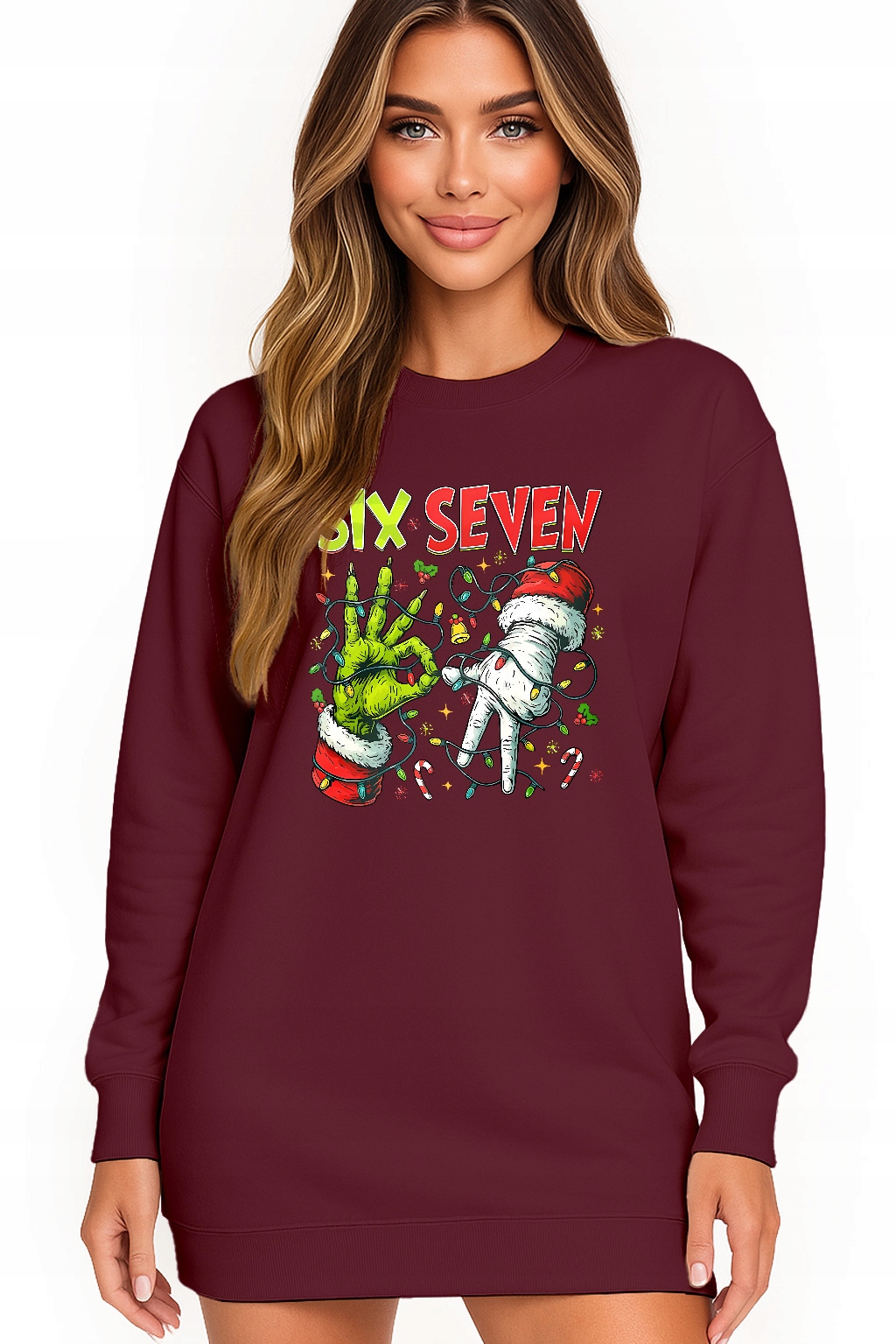 Mikina Vánoční Oversize Šaty Six Seven 67 Grinch Dárek XL