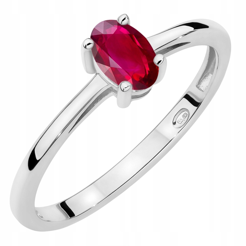 Zlatý Prstýnek Zásnubní pr. 585 s oválným Rubín 0.60 ct 14k