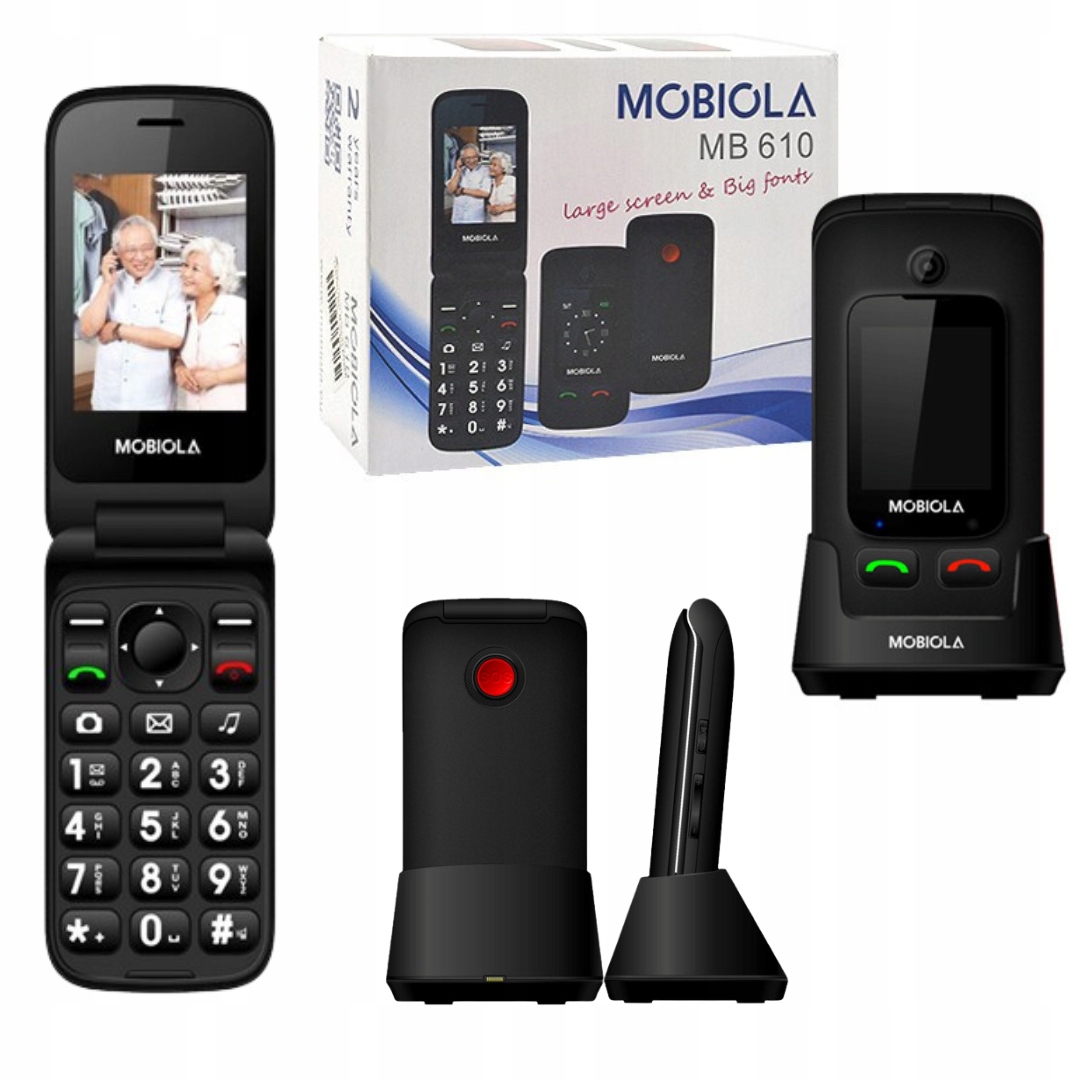 Telefon s klapkou pro Seniora Babičky Dědečka velká tlačítka Hlasitý Černý