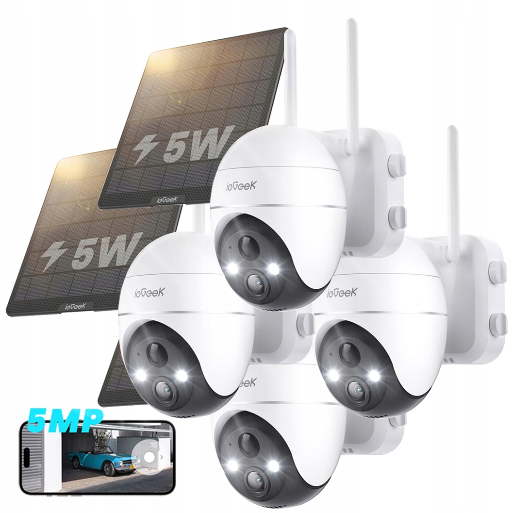 Bezdrátová Solární Otočná Kamera 5MPX 4X Zoom S Výkonnou Baterií 4KS