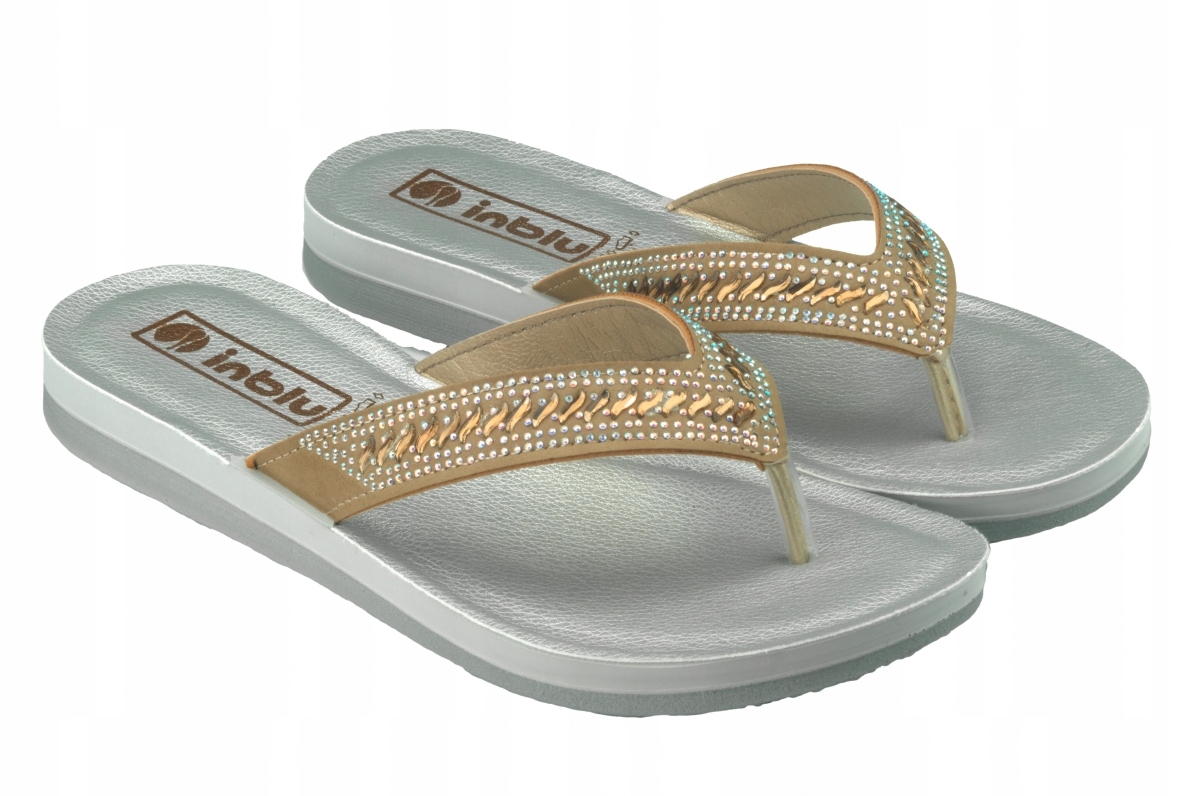 Klapki Japonki INBLU ZO-01 SOFT piaskowe z koralikami roz.40