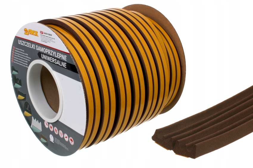 Gumové těsnění Epdm samolepicí typ E 9x4 mm bronz role 150 m