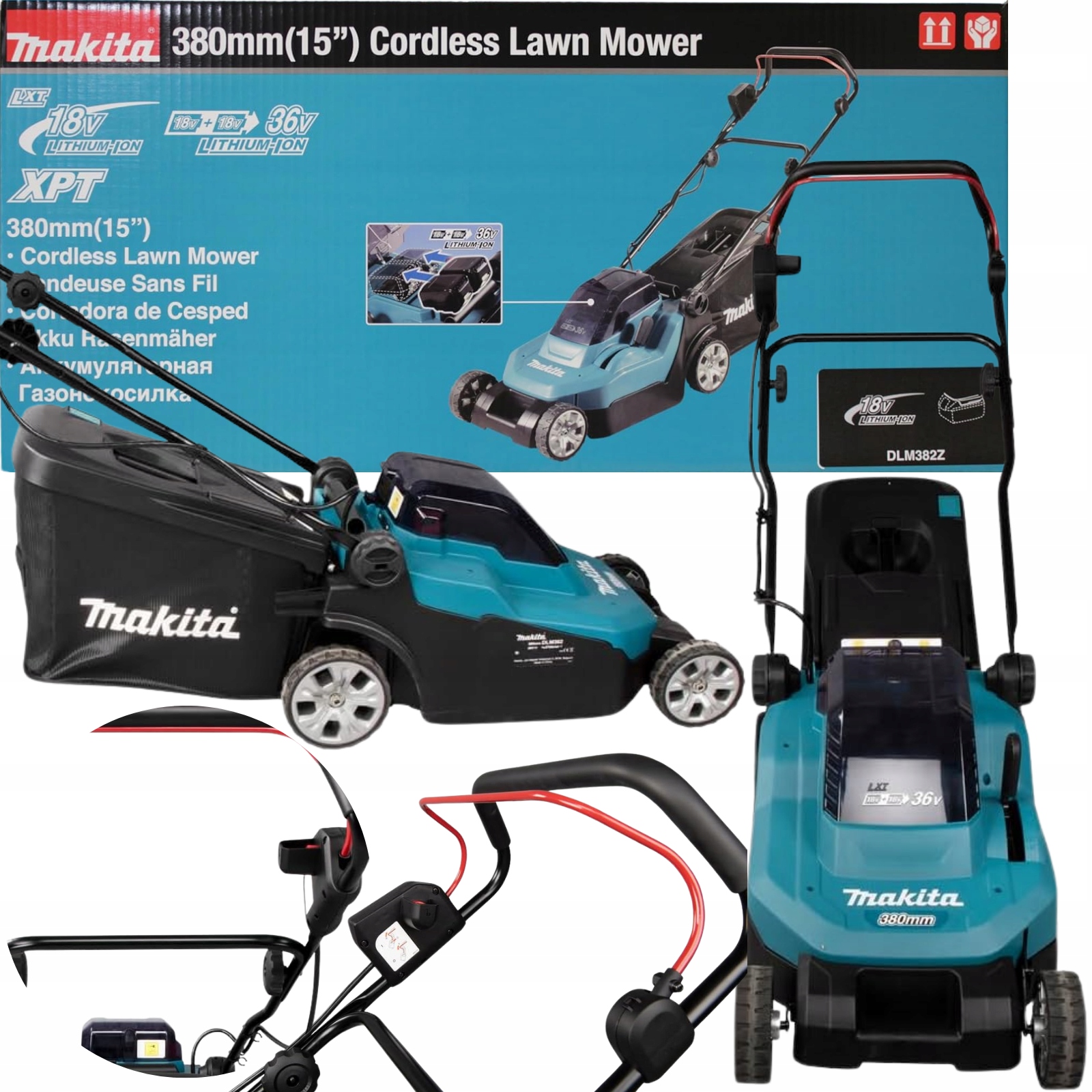 Makita DLM382Z Kosiarka z koszem 38cm 40L 2x18V Lxt 18V Xpt 36V Solidna