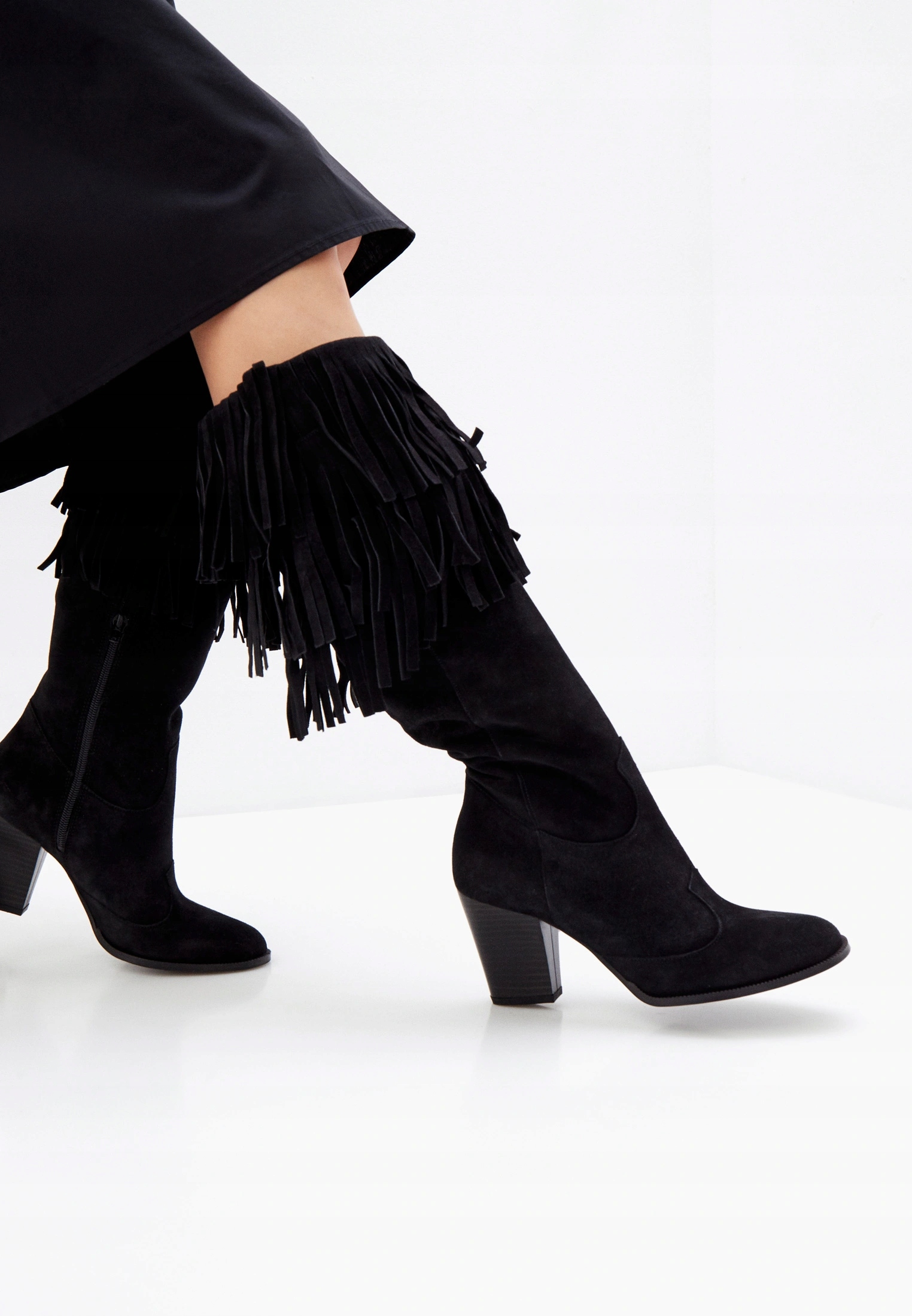 Kozačky Trussardi Jeans Semišové Kožené S Třásněmi Kovbojské Boty Vel. 40