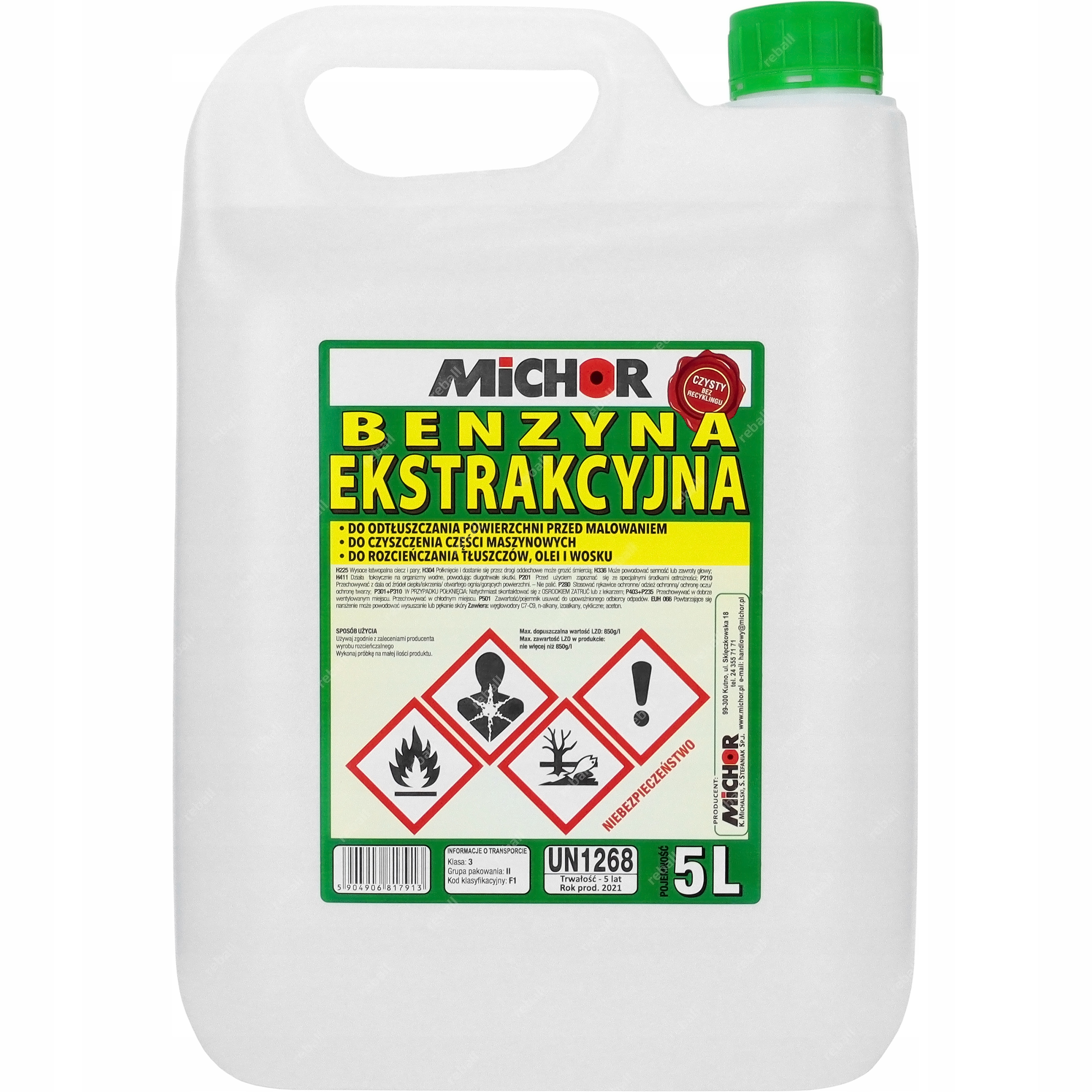 BENZYNA EKSTRAKCYJNA 5L ROZPUSZCZALNIK ROZCIEŃCZALNIK ODTŁUSZCZACZ BEZWONNY