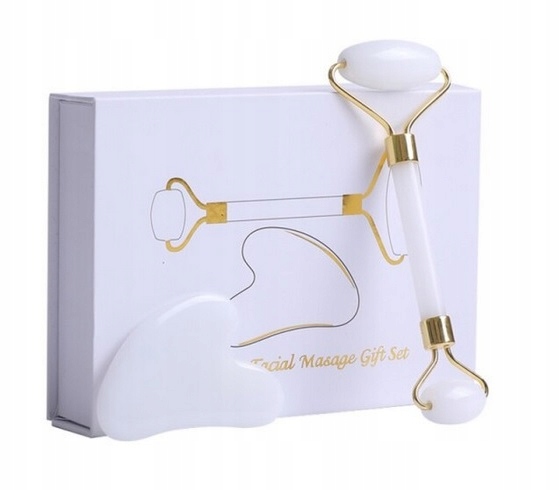 WAŁEK I PŁYTKA Z JADEITU DO MASAŻU TWARZY PUDEŁKO