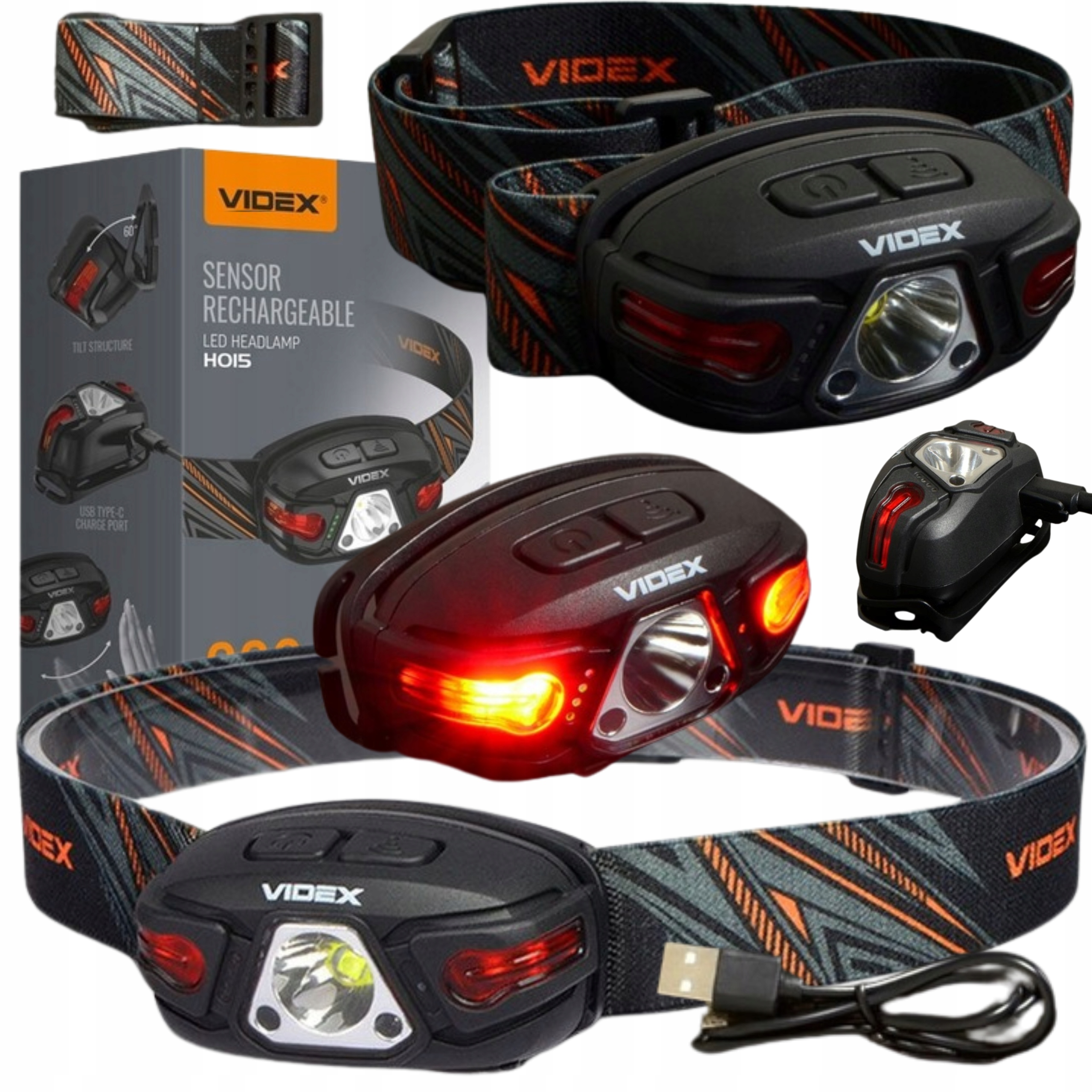 Latarka Czołowa Led Videx Na Akumulator Wodoodporna Akumulatorowa Usb-c