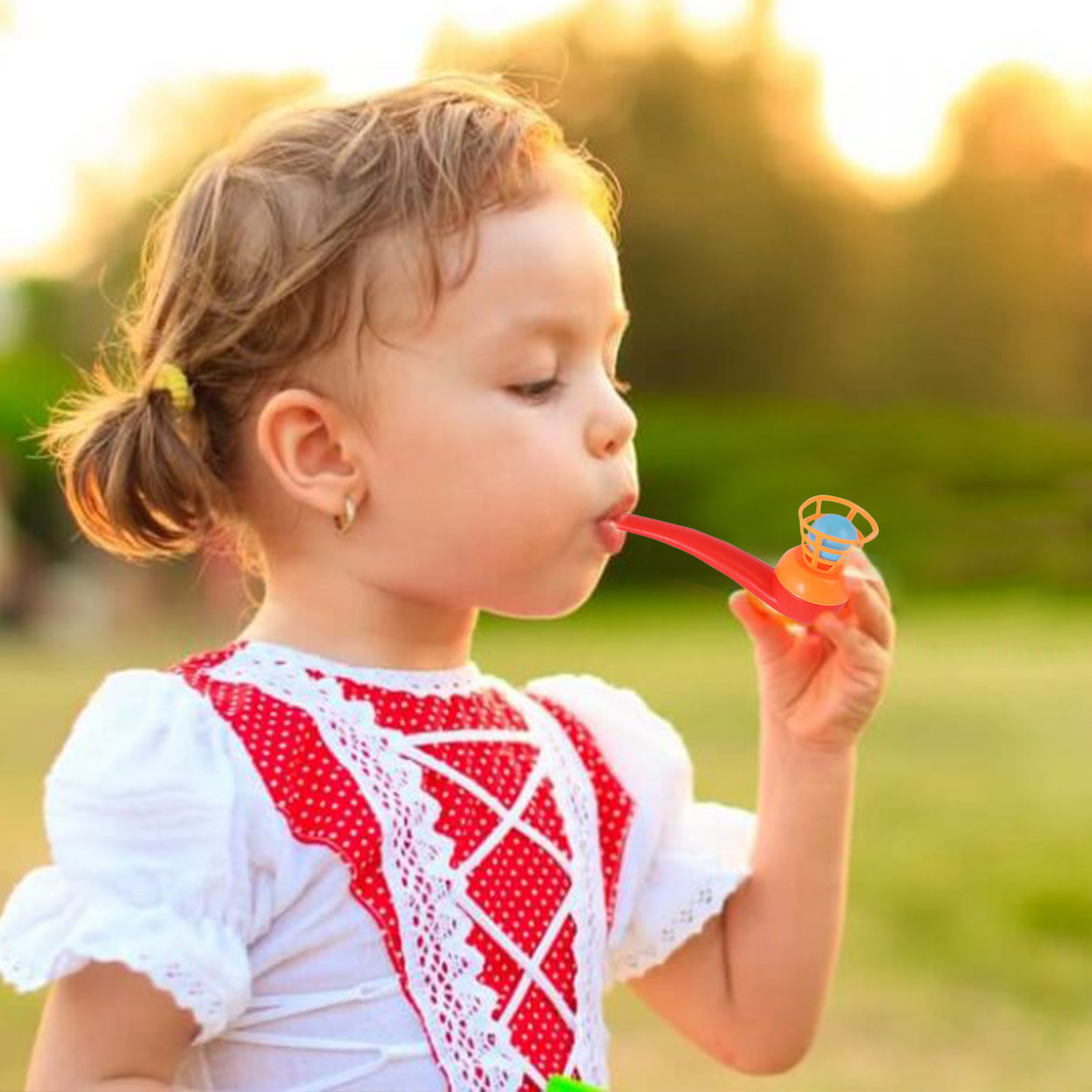 ZABAWKA LOGOPEDYCZNA FAJKA Z PIŁKĄ ODDECHOWA GRA Marka bez marki