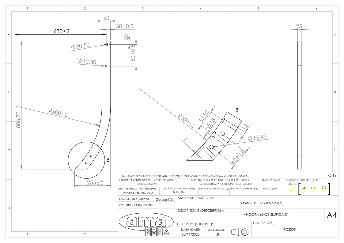 Grzedziel 60x25 je vhodný pro systém Horsch RC2305, RC2305