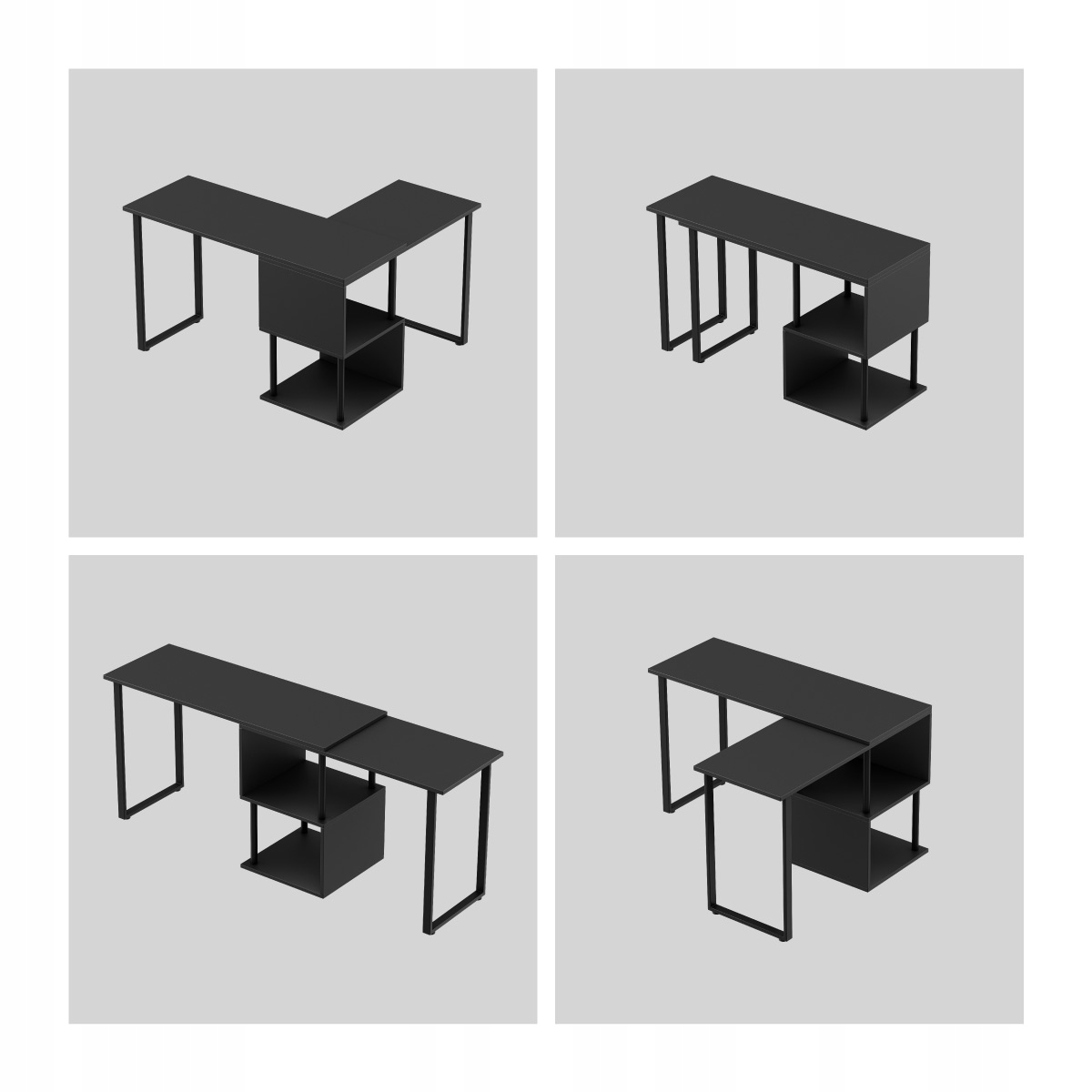 Biurko do BIURA z PÓŁKAMI Mark Adler Leader 5.8 Black DOWOLNY MONTAŻ Szerokość mebla 130 cm