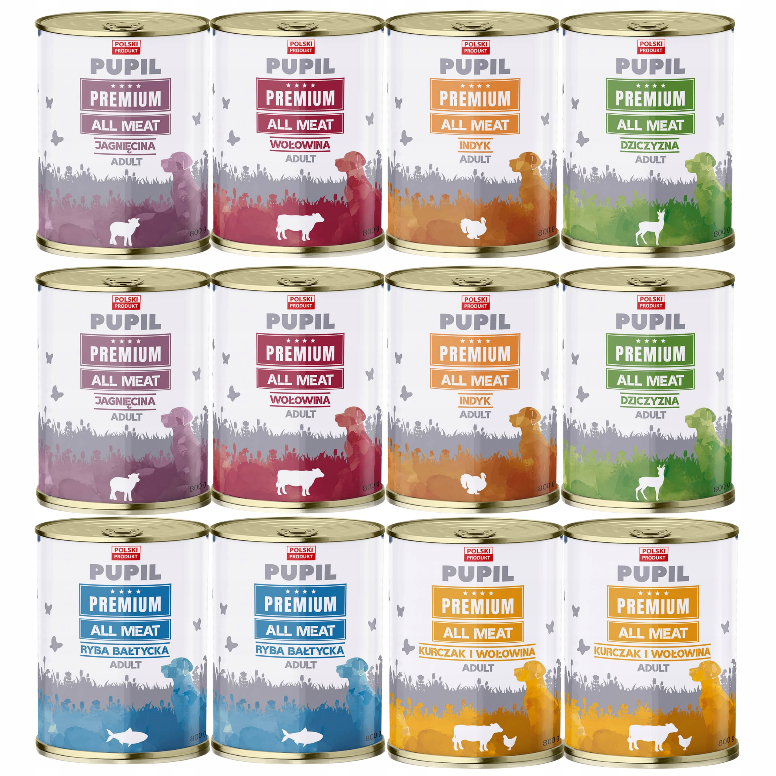 Levně Pupil Premium All Meat Krmivo mokré pro psa mix chutí 12 x 800 g