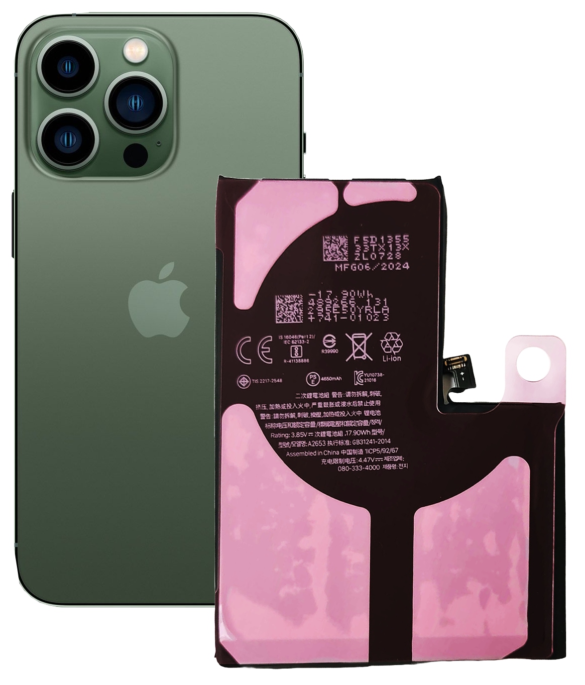 Baterie pro Apple iPhone 13 Pro Max 4650 mAh A2484 A2641 A2644 Bez Sdělení