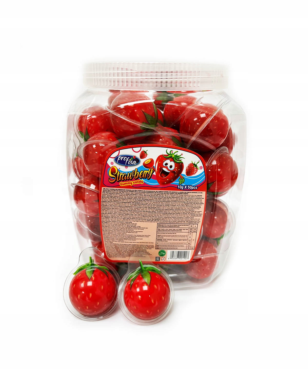 Levně Strawberry Gummy Candy Želé Bonbony Jahody 50 Ks x 10 g