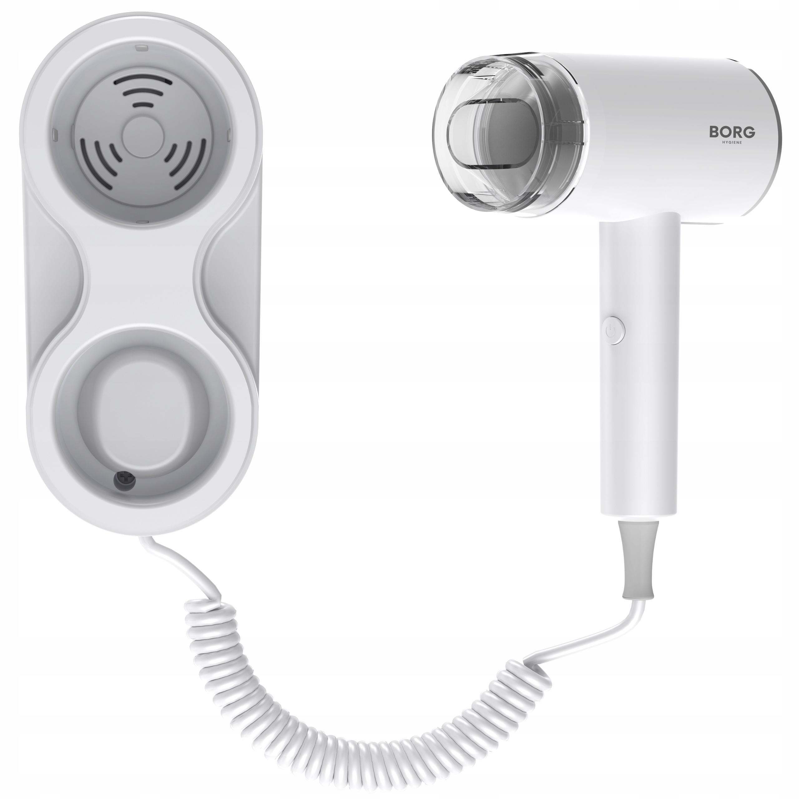 Suszarka Hotelowa do włosów Borg Hygiene Lodos biała z uchwytem 1600W
