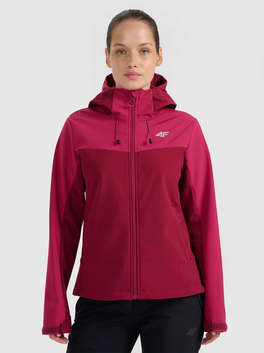 Dámská Bunda 4F Softshell Větruodolná Membrána 8000 Burgund Xs