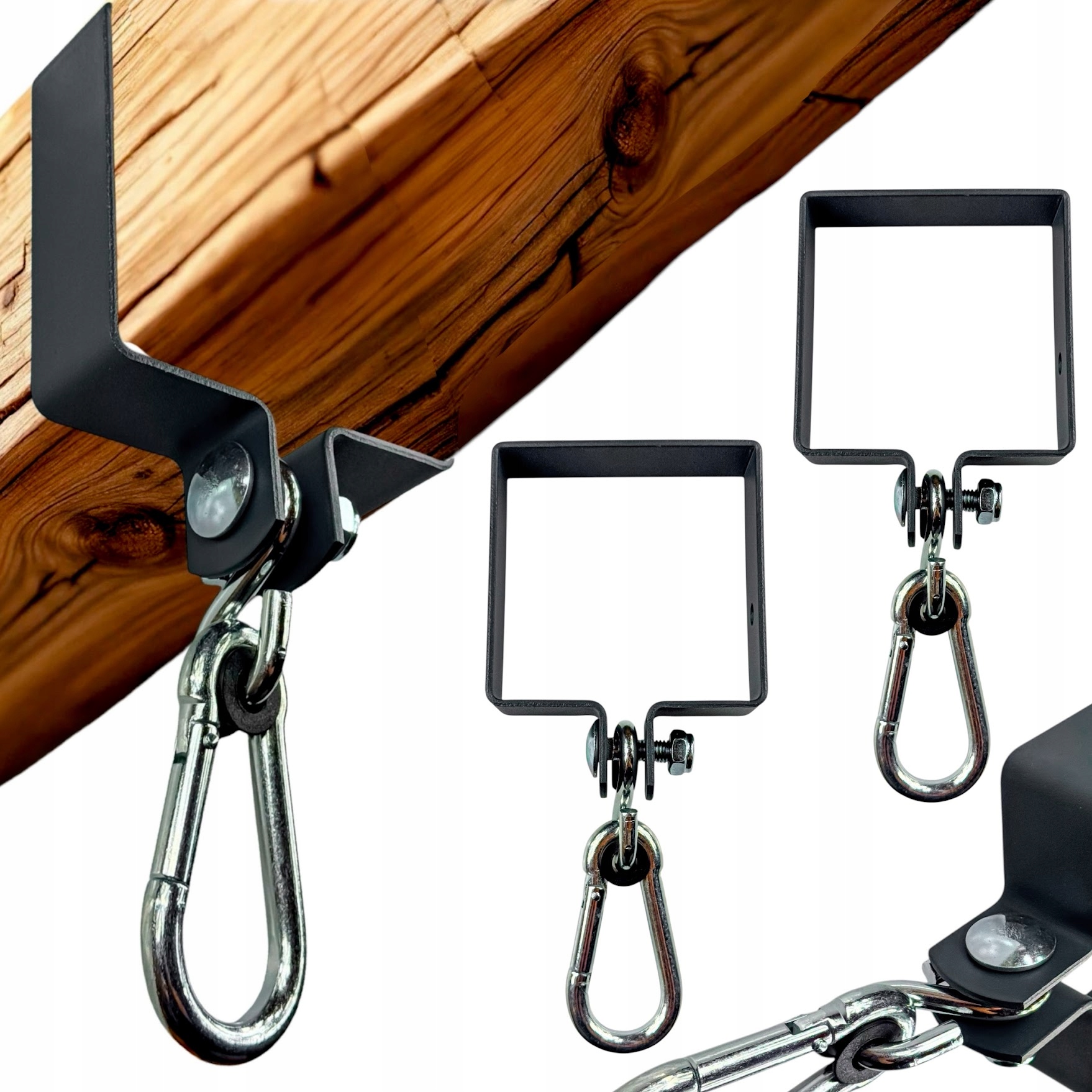 Obejma hak huśtawkowy do mocowania huśtawek hamaka 100 czarny 2 szt zestaw