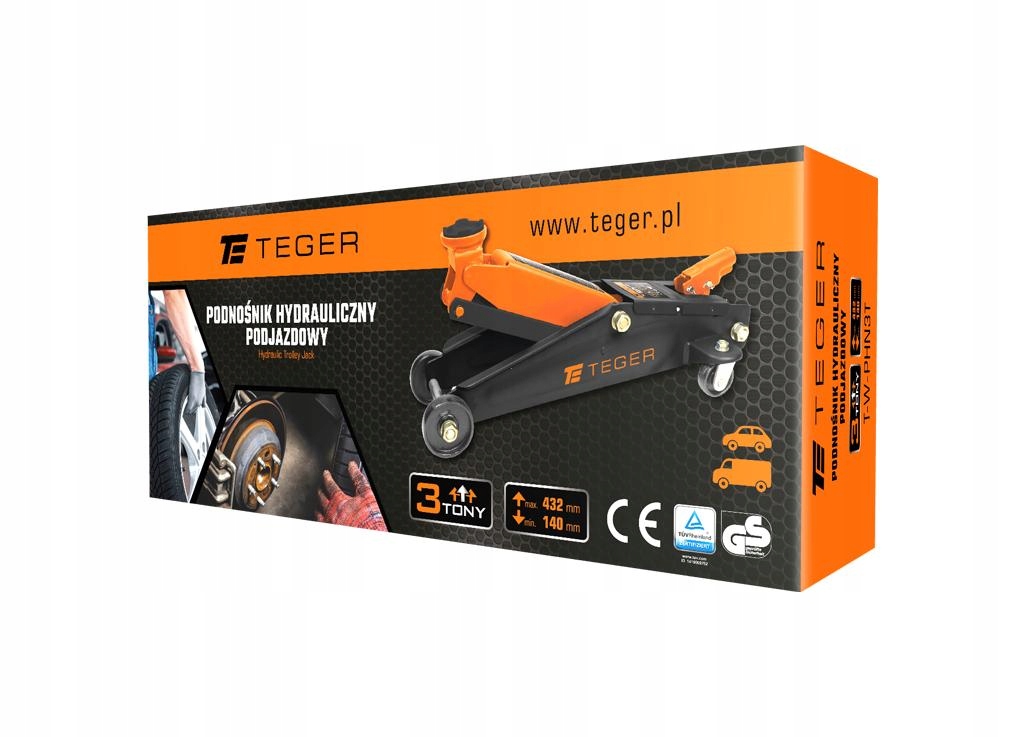 Podnośnik hydrauliczny - podjazdowy, 3T, Teger Kod producenta T-W-PHN3T