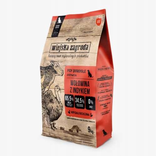 Levně Wiejska Zagroda pro psa Hovězí maso s krůtím masem 9 kg