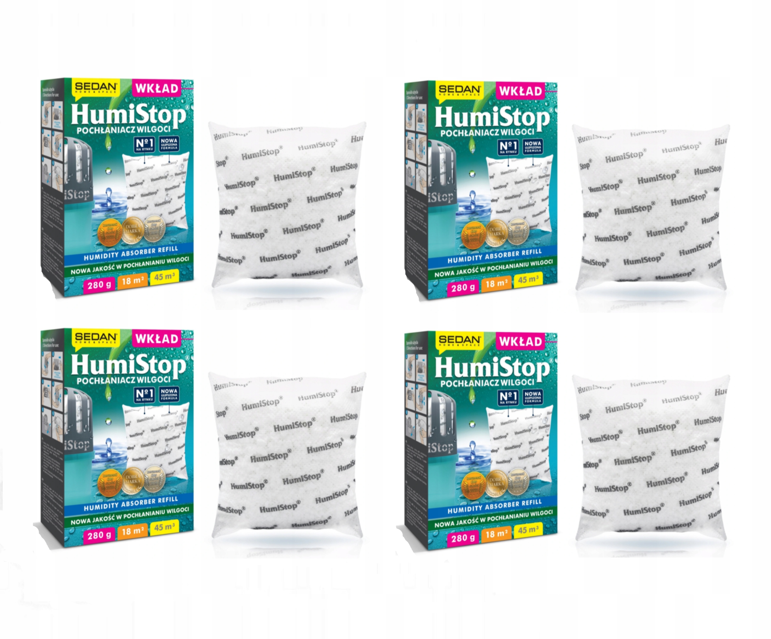 4 Vložky do pohlcovače vlhkosti, absorbér Humistop, zásoba vlhkosti Sedan