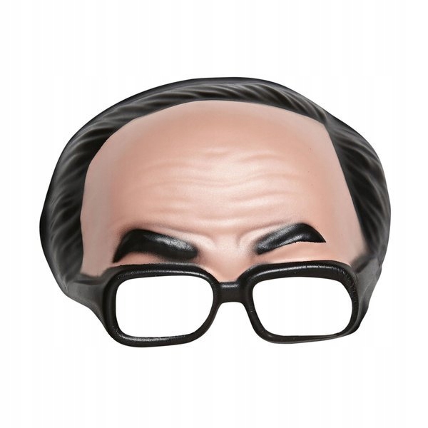 MASKA Z WŁOSAMI I OKULARAMI MĘŻCZYZNA CZARNA HALLOWEEN