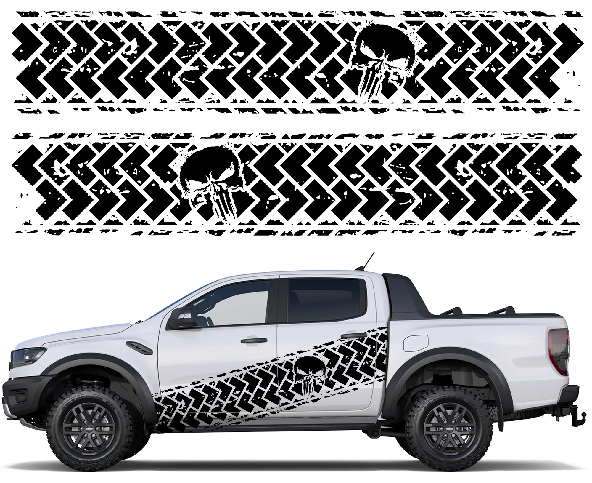 2 Samolepky Samolepka Na Bok Auta Běhoun Punisher 44x250 cm sada