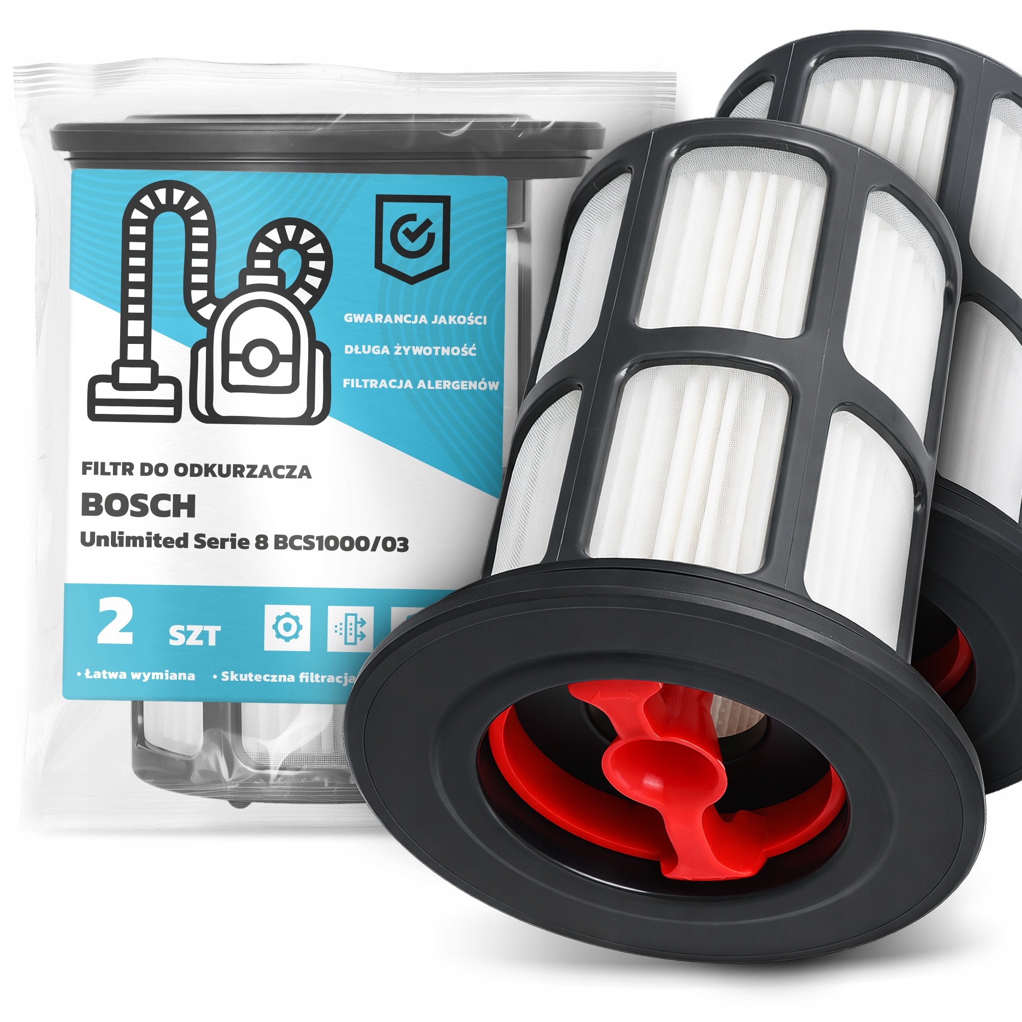 2x Filtr Do Vysavače Bosch Unlimited Serie 8 BCS1000/03 Hepa Filtry Em-w