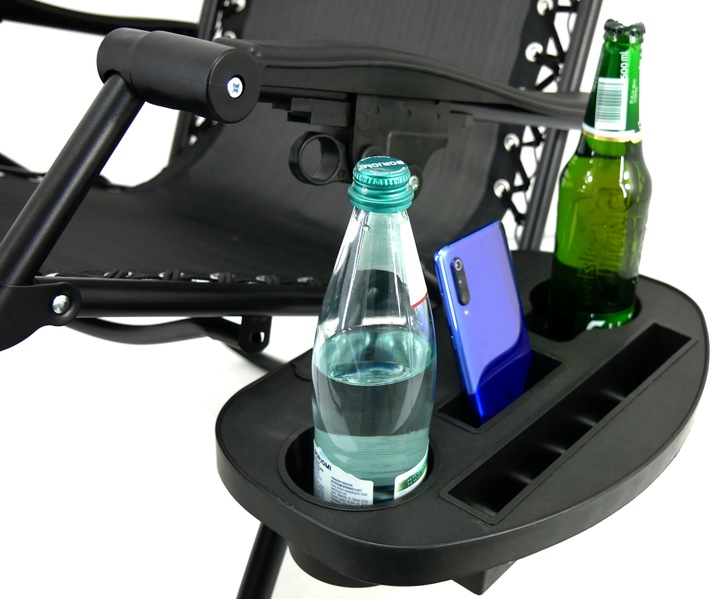 LEŻAK SKŁADANY PLAŻOWY PODSTAWKA TARAS BALKON ZERO GRAVITY WYGODNA ZAGŁÓWEK Kolor czarny