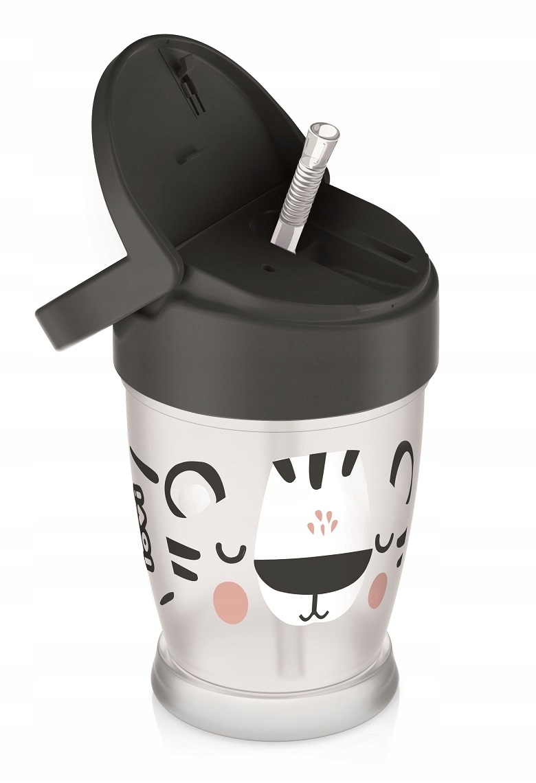 LOVI Kubek ze słomką JUNIOR 250ml Salt&Pepper