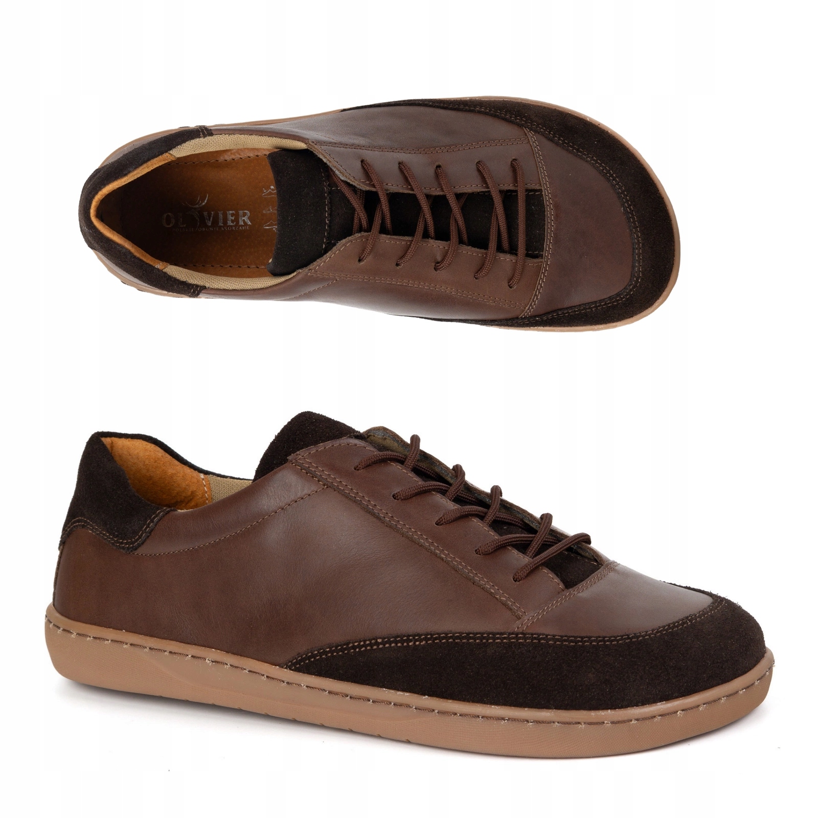 Polské pánské boty Barefoot hnědé kožené Reno 43