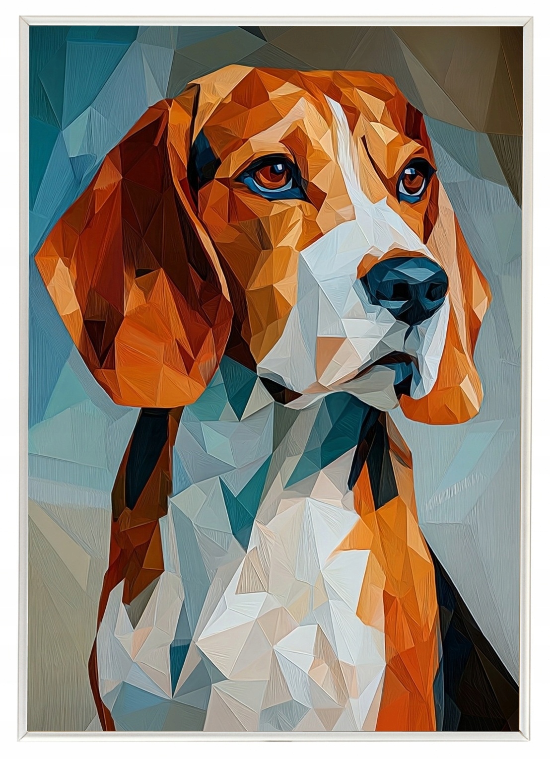 Plakát Rámeček Hliníkový Grafika Low Poly Portét Pes Beagle 3D 70x100