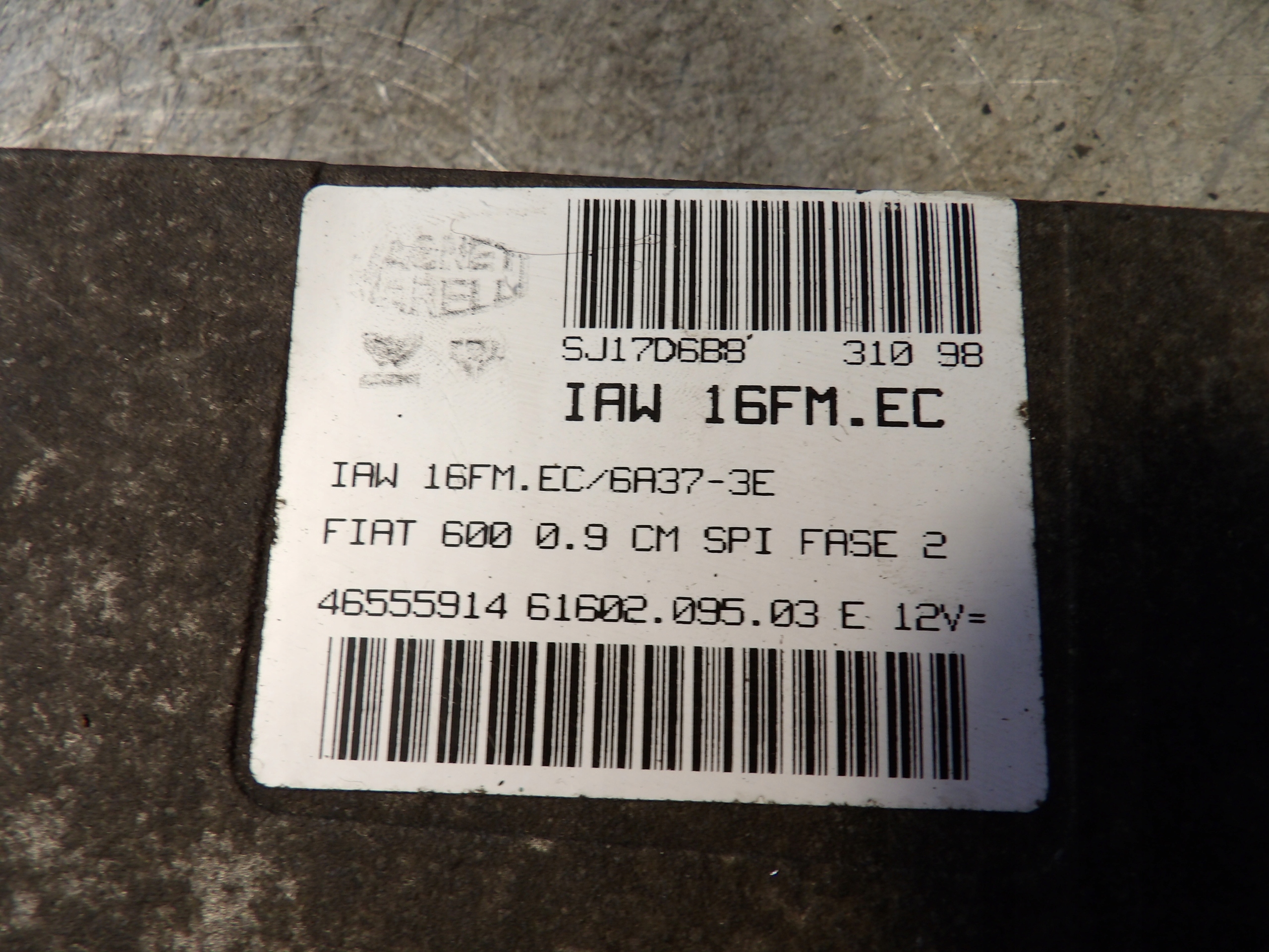 Fiat Seicento computer, control unit 46555914 61602.095.03 IAW16FM.EC