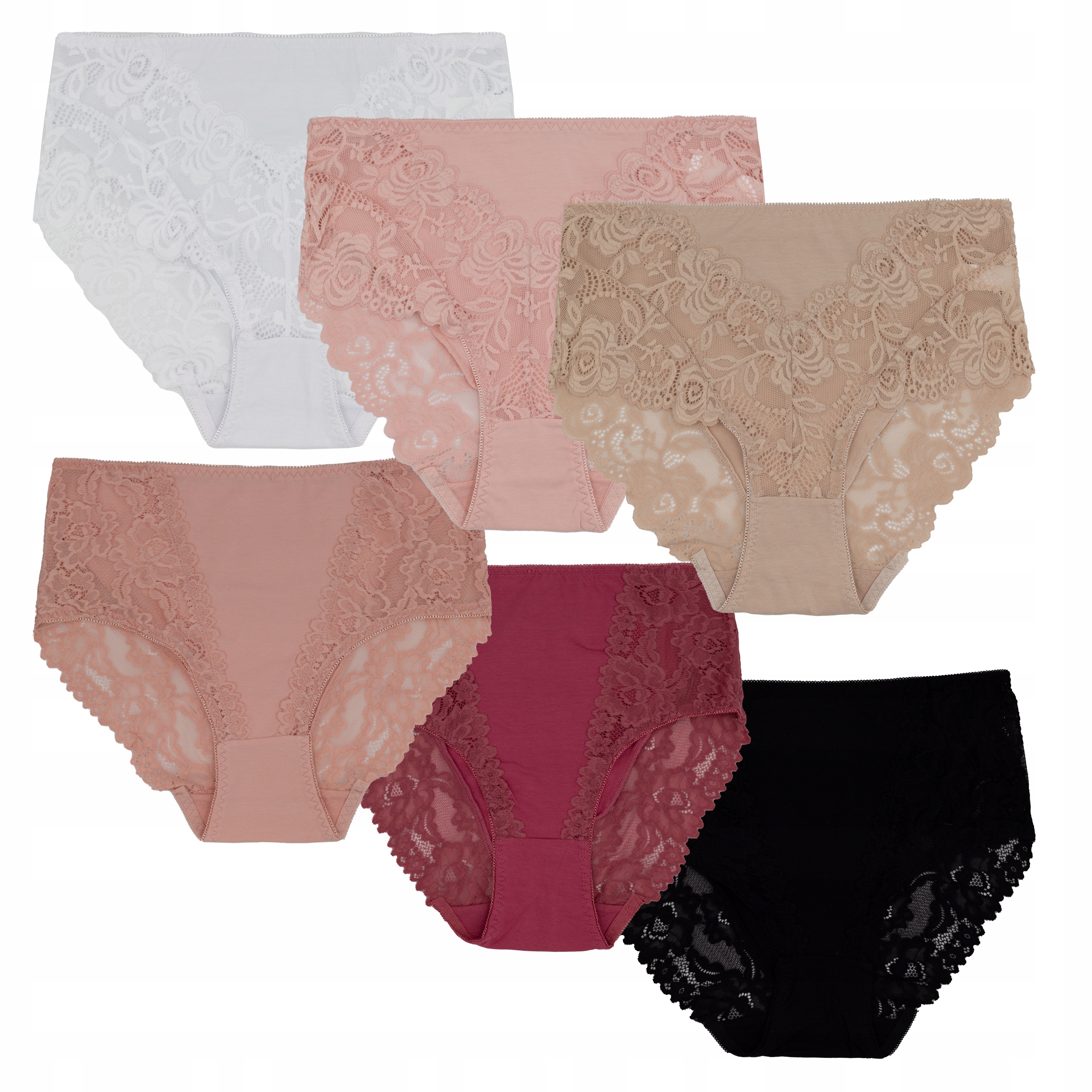 6x MAJTKI DAMSKIE KORONKOWE MAJTKI DAMSKIE r. XL